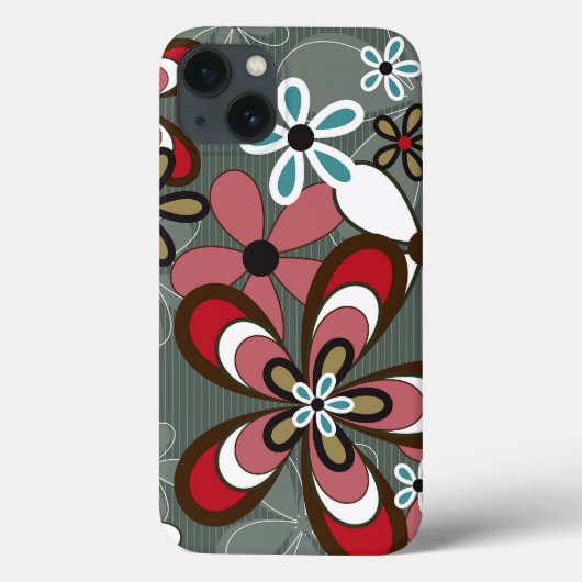 Retro Funky Art Abstract Flower Power Phone Case (Achterkant)
