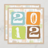 Retro Funky Block New Years Eve Party nodiging Kaart (Voorkant / Achterkant)