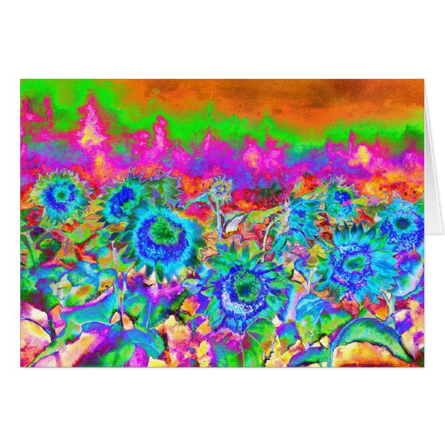 Retro funky Blue Sunflower (Voorkant Horizontaal)