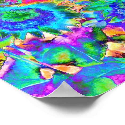 Retro funky Blue Sunflower Poster (Hoek)