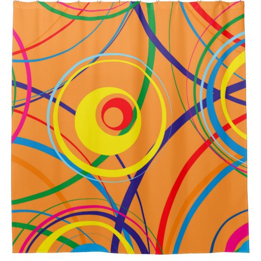 Retro Funky Circle Design Douchegordijn (Voorkant)