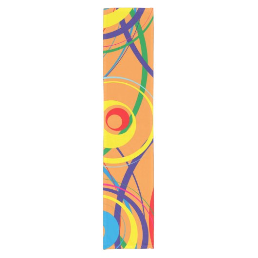 Retro Funky Circle Design Korte Tafelloper (Voorkant)