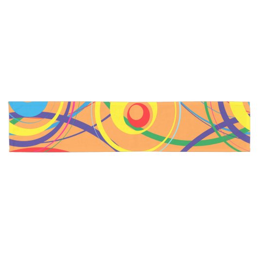 Retro Funky Circle Design Korte Tafelloper (Horizontaal)