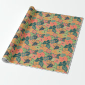 Retro Funky Colorful Flower Pattern Cadeaupapier (Uitgerold)