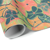 Retro Funky Colorful Flower Pattern Cadeaupapier (Rol Hoek)