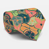 Retro Funky Colorful Flower Pattern Stropdas (Opgerold)