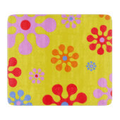 Retro Funky Flower Pattern Yellow Cutting Board Snijplank (Voorkant)