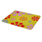 Retro Funky Flower Pattern Yellow Cutting Board Snijplank (Hoek)