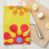Retro Funky Flower Pattern Yellow Towels Theedoek (Quarter Fold)