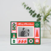 Retro Funky Foto Kerstmis  Feestdagenkaart (Staand voorkant)