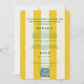 Retro Funky Gestreepte Groen Gele Bruiloft Kaart (Achterkant)