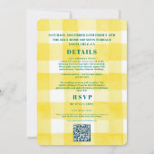 Retro Funky Gestreepte Groen Gele Bruiloft Kaart (Achterkant)