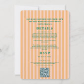 Retro Funky Gestreepte Groen Gele Bruiloft Kaart (Achterkant)