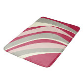 Retro Funky Golvende Lijnen Magenta Roze Grijs Badmat (Gekanteld)