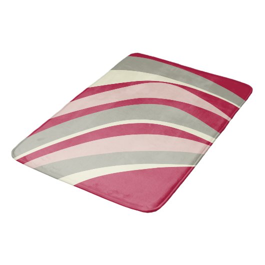 Retro Funky Golvende Lijnen Magenta Roze Grijs Badmat (Gekanteld)