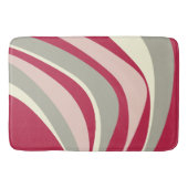 Retro Funky Golvende Lijnen Magenta Roze Grijs Badmat (Voorkant)