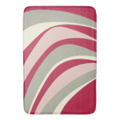 Retro Funky Golvende Lijnen Magenta Roze Grijs Badmat (Voorkant Verticaal)