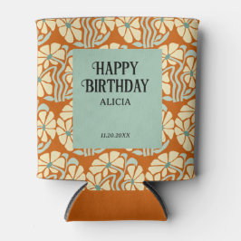 Retro Funky Groovy Boho Botanische Verjaardag Blikjeskoeler