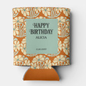 Retro Funky Groovy Boho Botanische Verjaardag Blikjeskoeler (Achterkant)