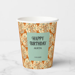 Retro Funky Groovy Boho Botanische Verjaardag Papieren Bekers