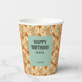 Retro Funky Groovy Boho Botanische Verjaardag Papieren Bekers (Voorkant)