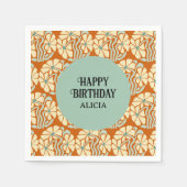 Retro Funky Groovy Boho Botanische Verjaardag Servet (Voorkant)