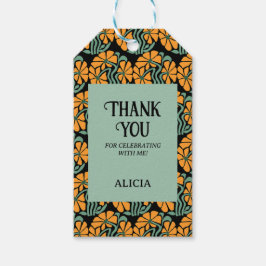 Retro Funky Groovy Daisy Bloem Verjaardag Dank u Cadeaulabel