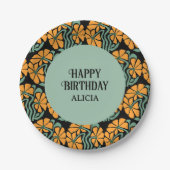 Retro Funky Groovy Daisy Flower Verjaardag Papieren Bordje (Voorkant)