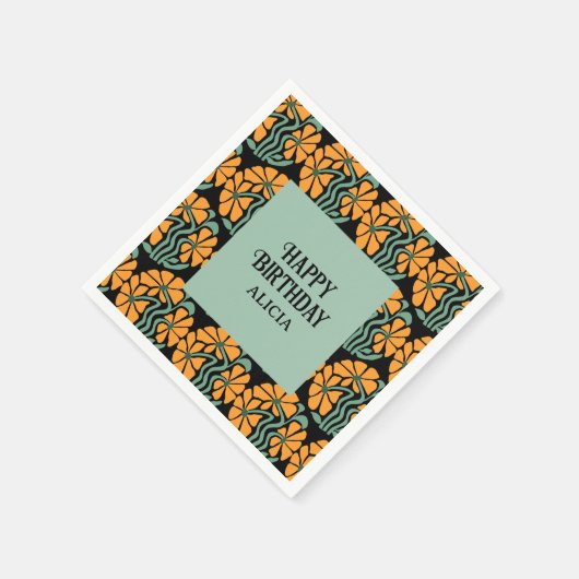 Retro Funky Groovy Daisy Flower Verjaardag Servet (Hoek)