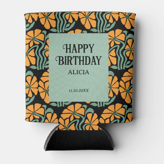 Retro Funky Groovy Daisy Verjaardag Koelbox Blikjeskoeler (Voorkant)