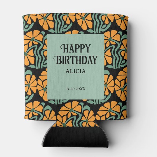 Retro Funky Groovy Daisy Verjaardag Koelbox Blikjeskoeler (Achterkant)