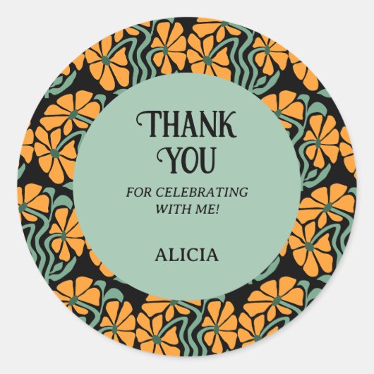 Retro Funky Groovy Daisy Verjaardag Koelbox Ronde Sticker (Voorkant)