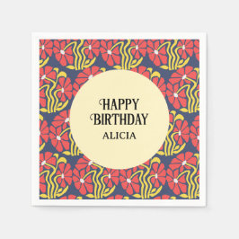 Retro Funky Groovy Trippy Daisy Bloemen Verjaardag Servet