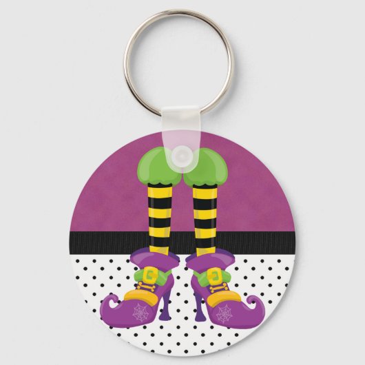 Retro Funky Halloween Witch Shoes Sleutelhanger (Voorkant)