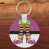 Retro Funky Halloween Witch Shoes Sleutelhanger (Voorkant)