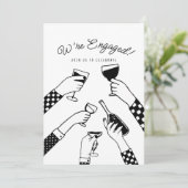 Retro funky hand getekend Cheers Verloving bruilof Kaart (Staand voorkant)