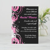 Retro Funky Hot Pink Sweet Sixteen 16 Uitnodiging (Staand voorkant)