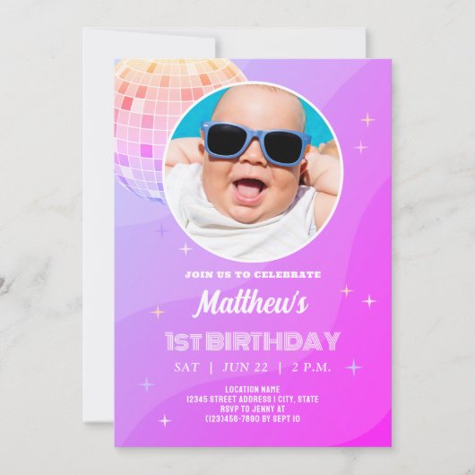 Retro Funky jaren 80 jaren 90 Disco Eerste Verjaar Kaart (Voorkant)