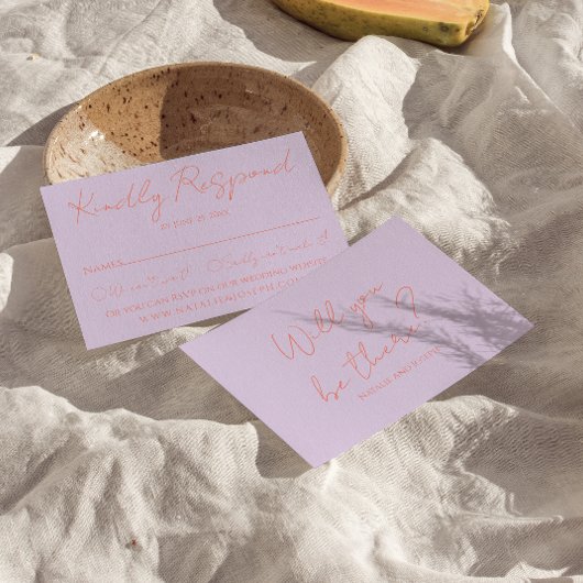 Retro Funky Kleurrijke Pastel Whimsical Wedding RSVP Kaartje