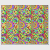 Retro funky leuke, kleurrijke zonnebloempjes cadeaupapier (Vlak)