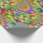 Retro funky leuke, kleurrijke zonnebloempjes cadeaupapier (Hoek)