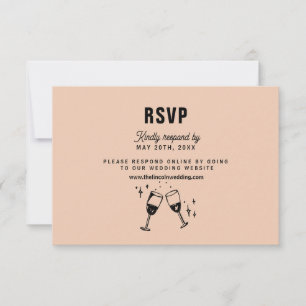 Retro Funky Moderne Bruiloft RSVP Kaartje