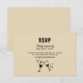 Retro Funky Moderne Bruiloft RSVP Kaartje (Voorkant / Achterkant)