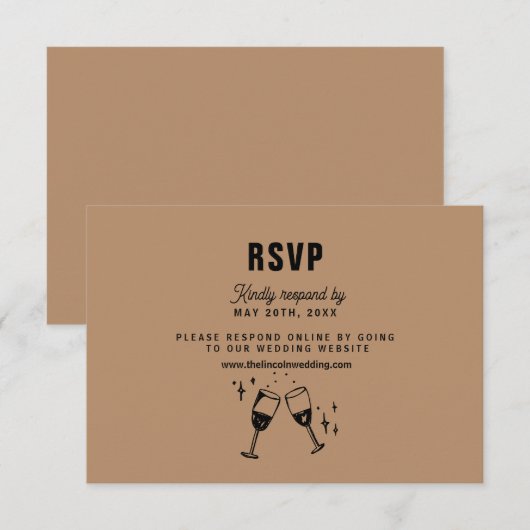 Retro Funky Moderne Bruiloft RSVP Kaartje (Voorkant / Achterkant)