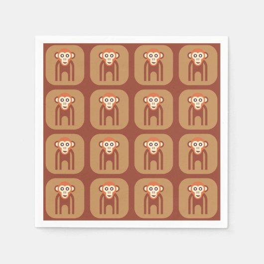 Retro Funky Monkey Abstracte cocktailservetten Servetten (Voorkant)