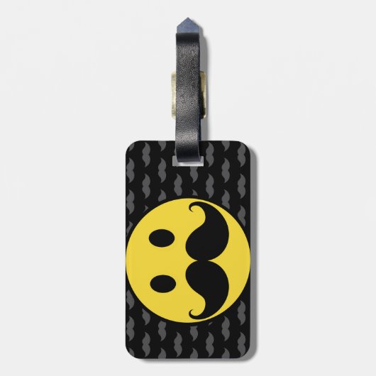 Retro Funky Mustache Mustache Bagagelabel (Achterkant verticaal)