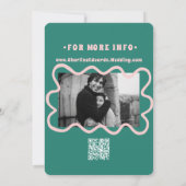 Retro Funky Pink Green Bewaar de datum QR-code Save The Date (Achterkant)