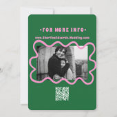 Retro Funky Pink Green Bewaar de datum QR-code Save The Date (Achterkant)