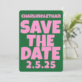 Retro Funky Pink Green Bewaar de datum QR-code Save The Date