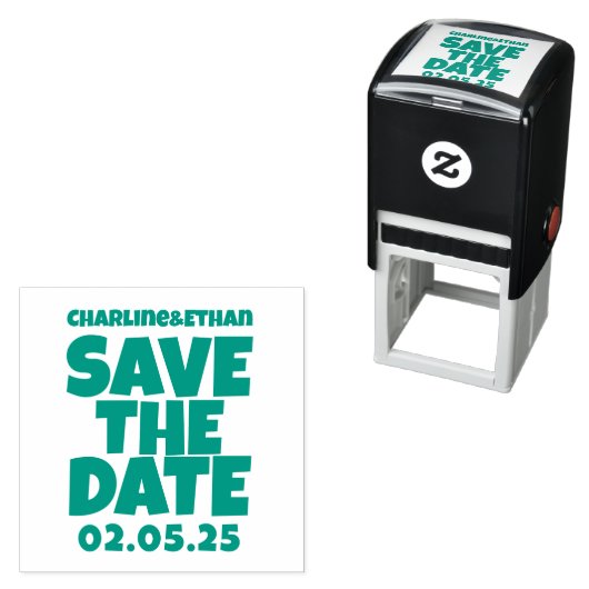 Retro Funky Pink Green Bewaar de datum QR-code Zelfinktende Stempel (In situ)